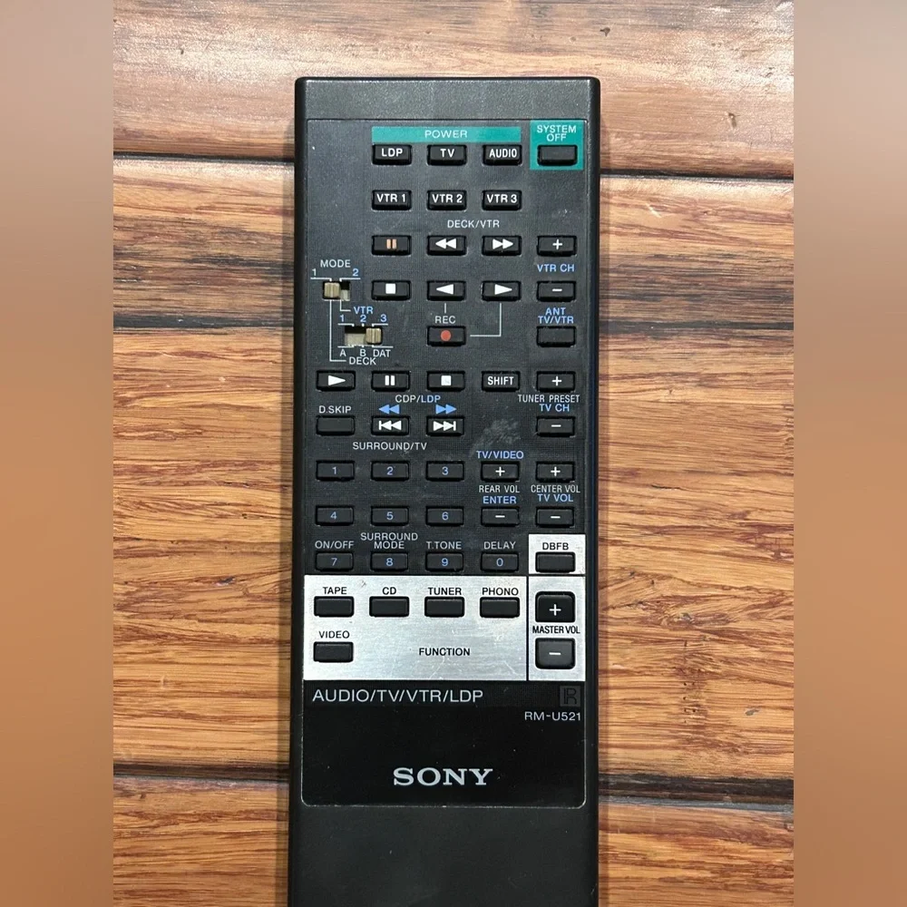 Sony RM-U521 Remote Control. Original AUDIO/TV/VTR/LDP. Used.
